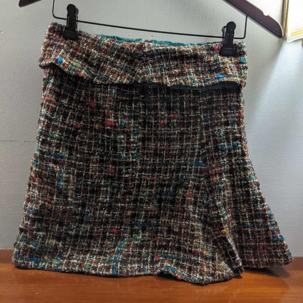 Multicolor Tweed Women's Skirt From Olivier Theyskens (AW2000) Y2K
